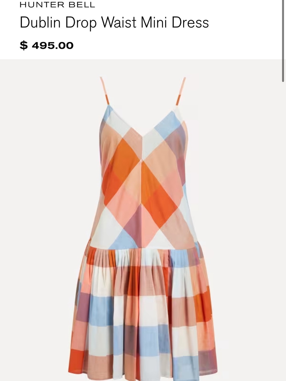 HUNTER BELL Multicolor Check Drop-Waist Mini Dress
